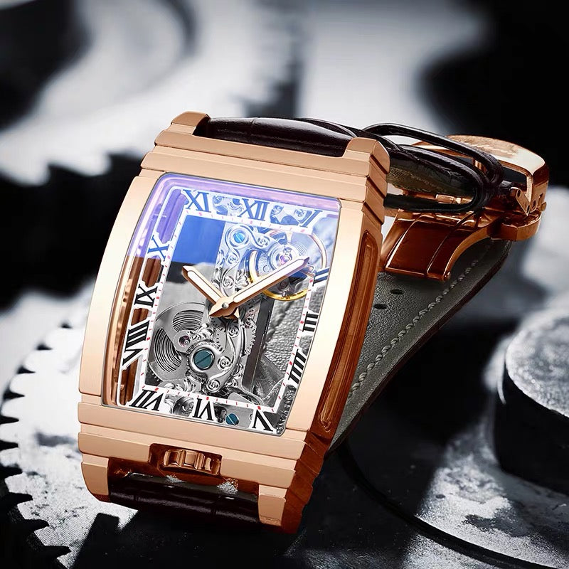 Double-sided hollow mechanical watch