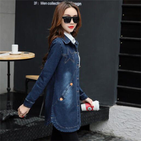 Fashion Slim Slimming Casual Denim Trench Coat