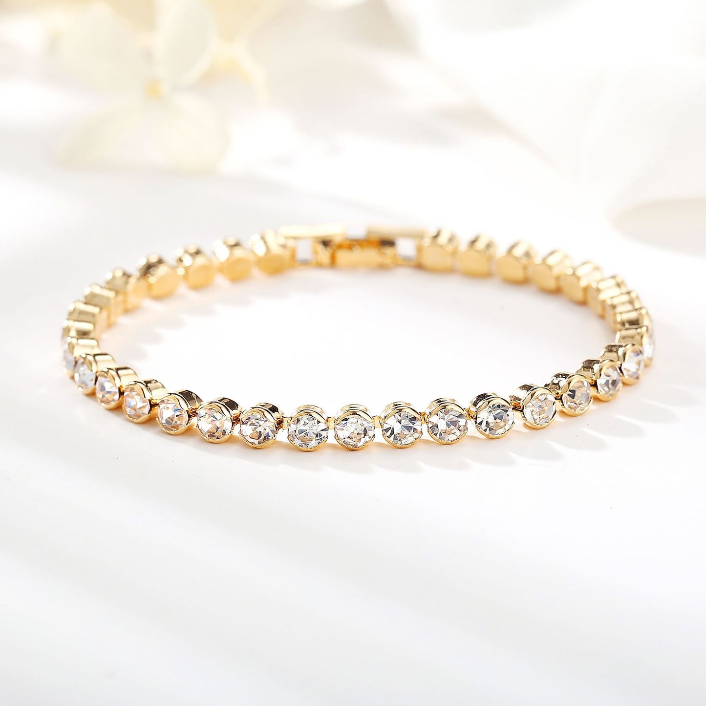 Full Diamond Single Row Bracelet Roman Crystal