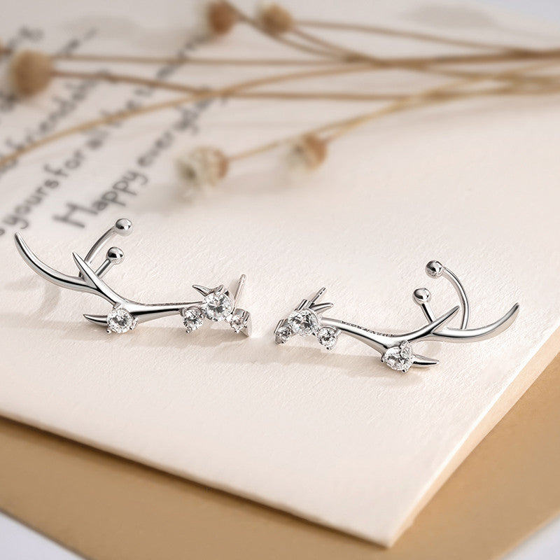 TDeer crown earrings female sterling silver