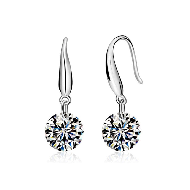 Sterling silver single diamond zircon earrings women