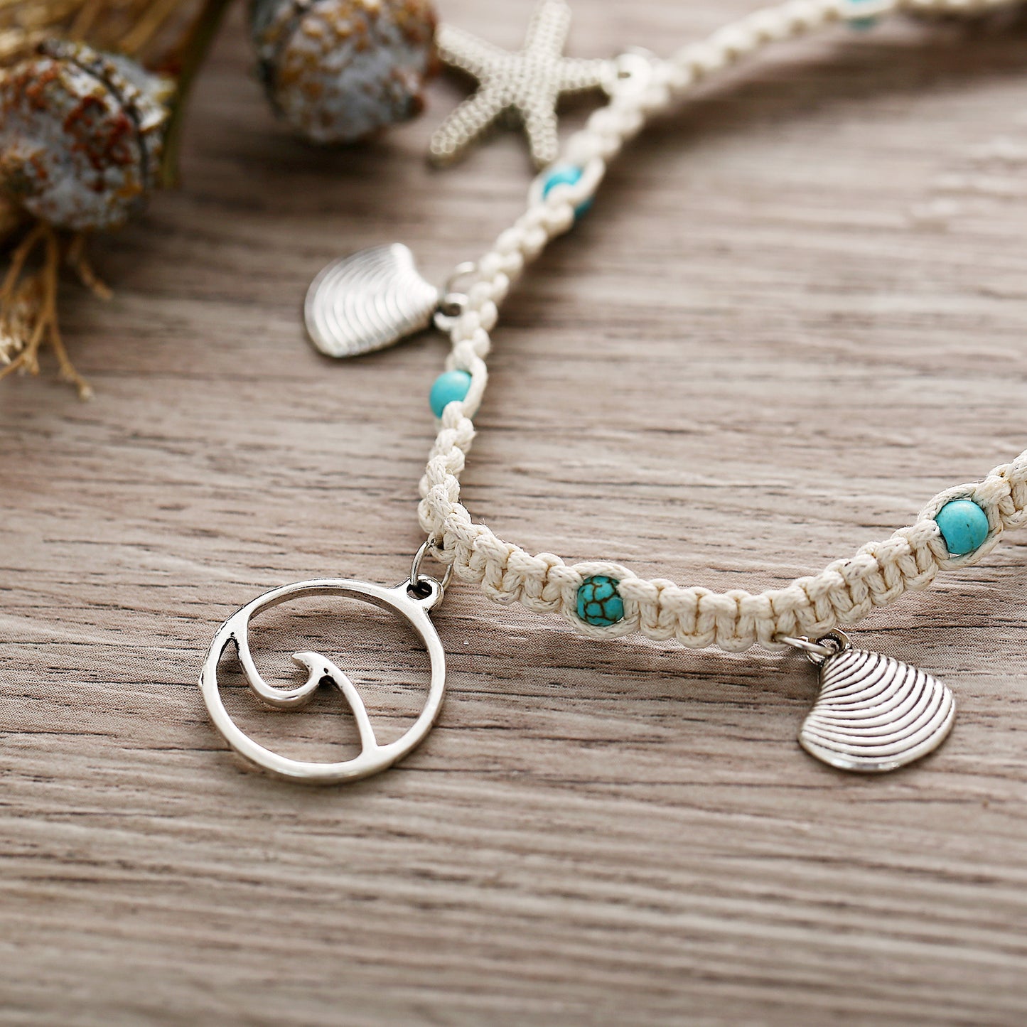 Shell braided anklet