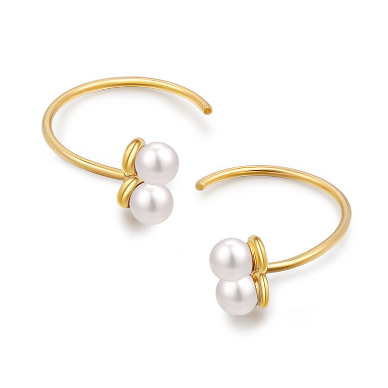 Women's Temperament Sterling Silver Pearl Vintage Stud Earrings