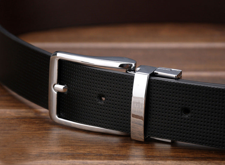 Men's simple retro rotating buckle belt