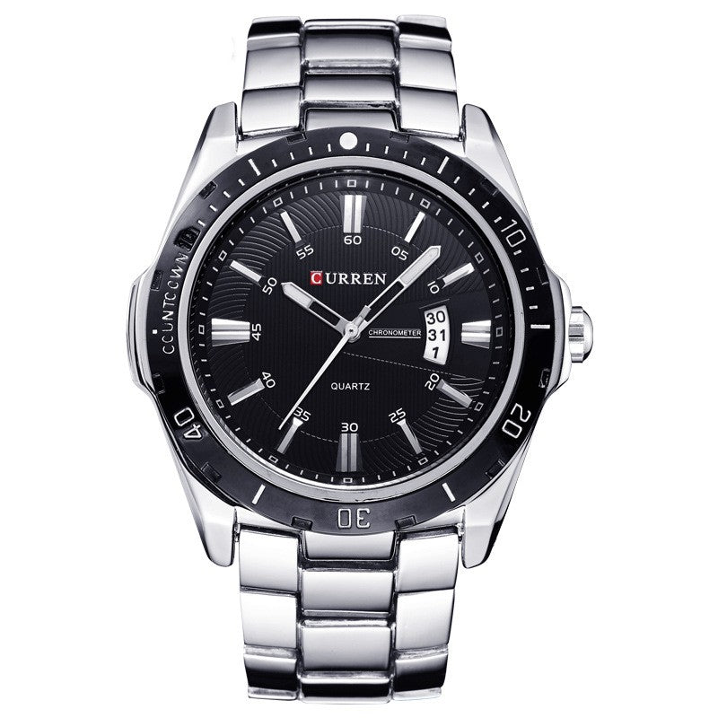 Men's Waterproof Quartz Watch With Steel Band