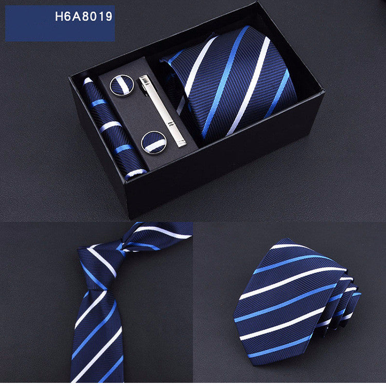 Business 8cm Striped Blue Black Tie