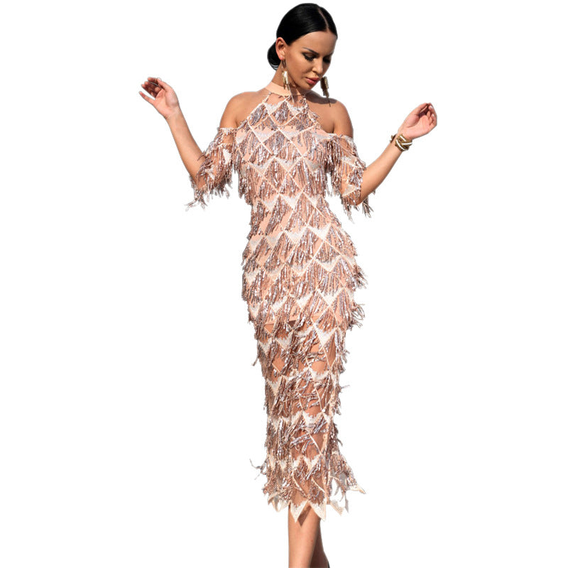 Sequined fringed dress