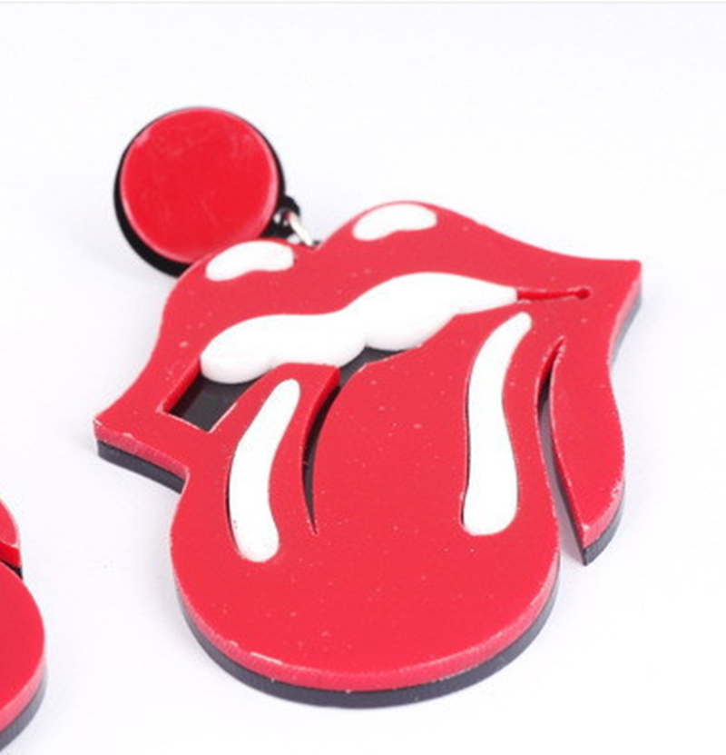 Red Tongue Out Mouth Earrings Studs