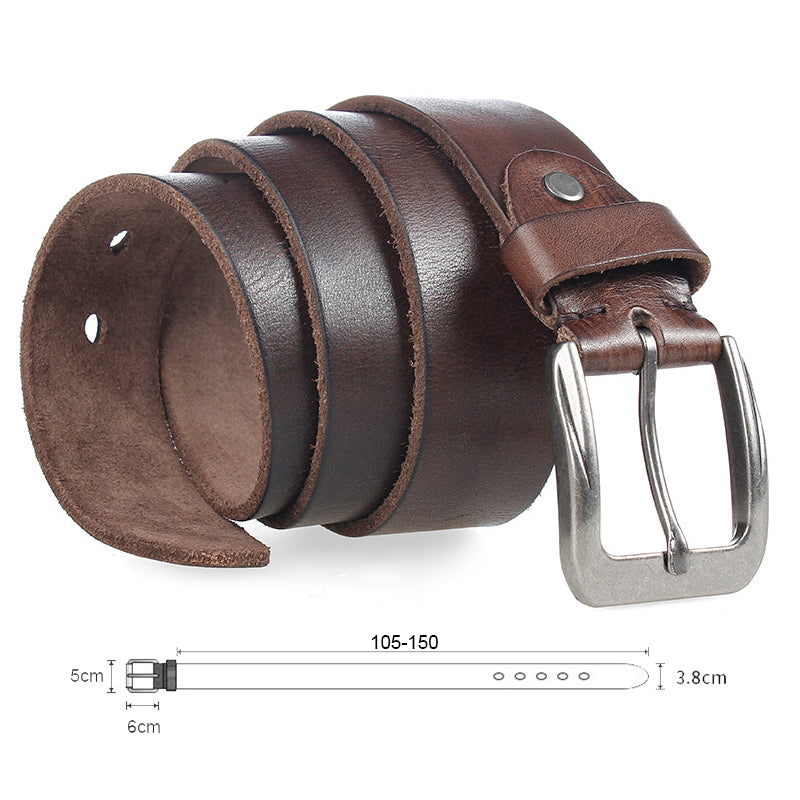 Washed vegetable tanned top layer cowhide belt