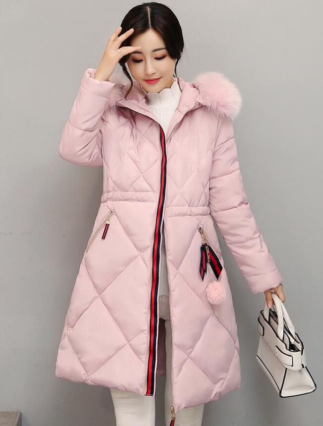 Fashion cotton-padded clothes 2021 autumn and winter new Korean long style ladies' cotton-padded clothes thickened slim women's large size coat