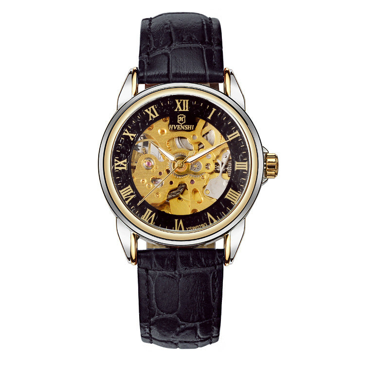 Double-sided hollow automatic mechanical watch