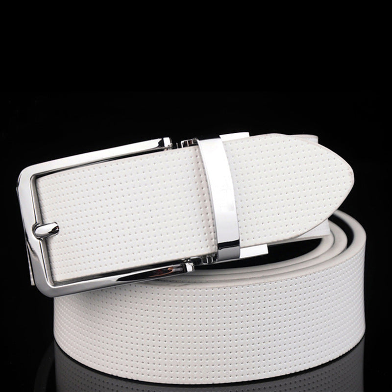 Men's simple retro rotating buckle belt