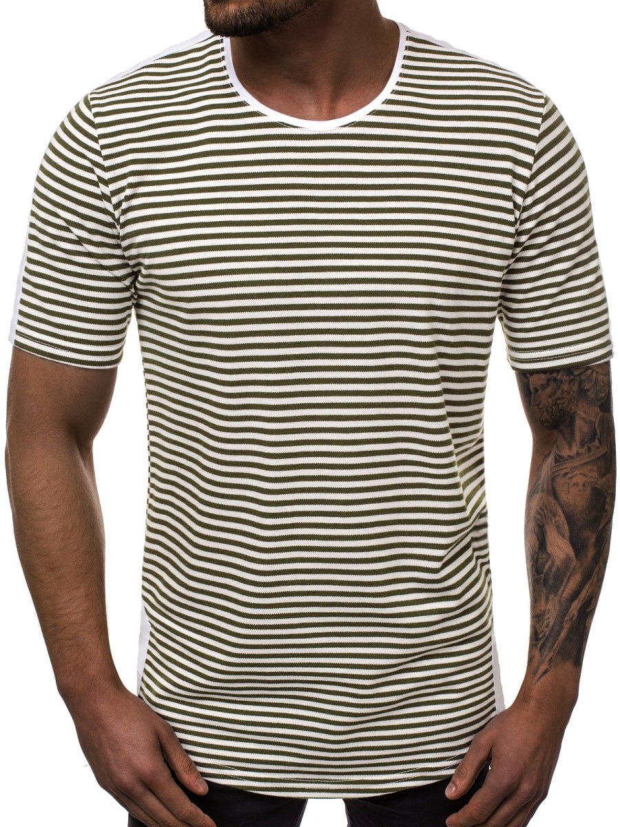 Striped gradient casual round neck t-shirt