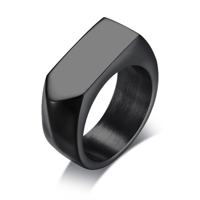 Classic Stainless Steel Black Square Men Ring Rock Vintage Silver-color Men Jewelry Hip Hop Punk Man Finger Rings anel masculino