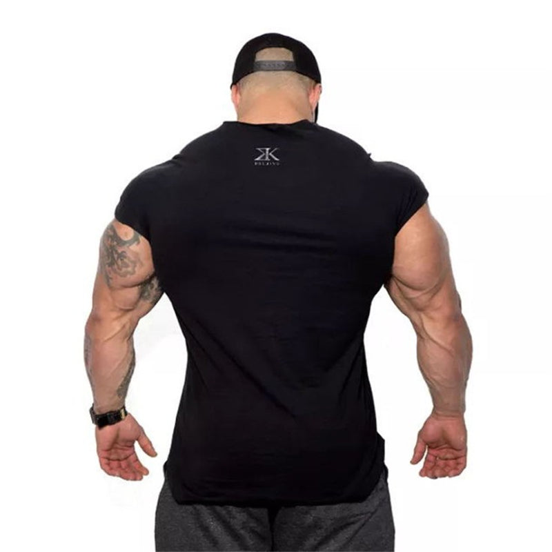 Cotton Round Neck Fitness Sports T-Shirt Men's Outdoor Training Short Sleeves