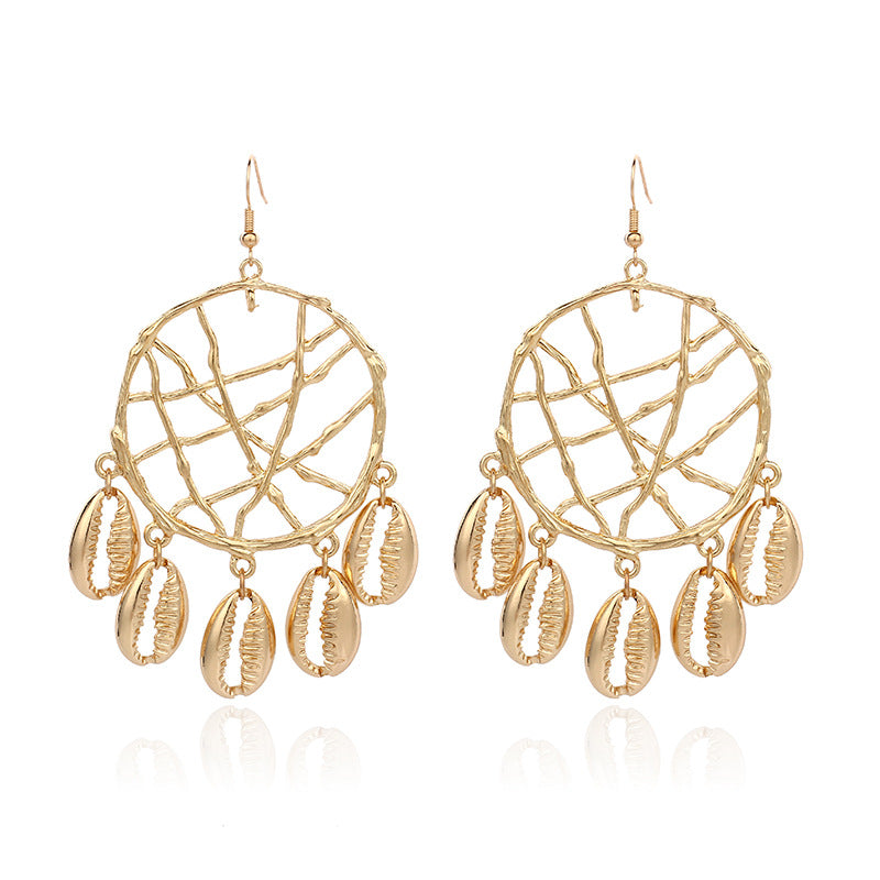 Shell Circle Dreamcatcher Earrings