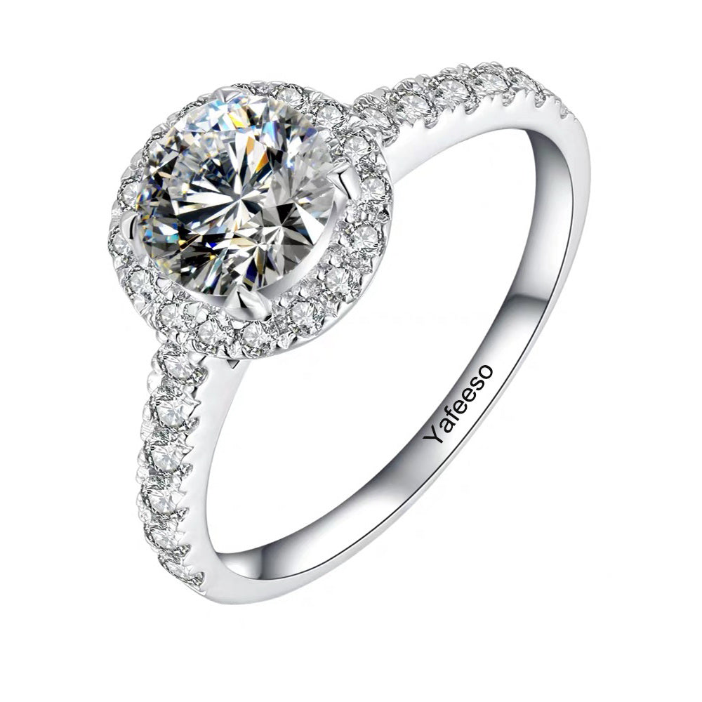 1.5 Carat Round Moissanite Engagement Rings in Sterling Silver