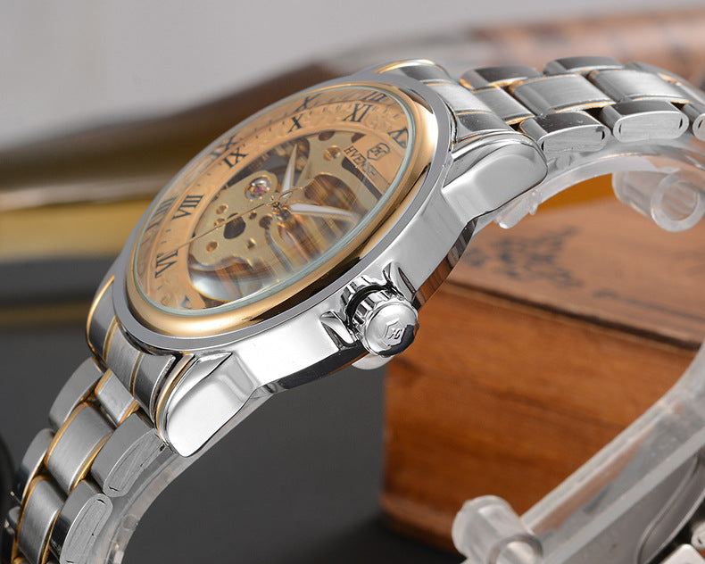 Double-sided hollow automatic mechanical watch