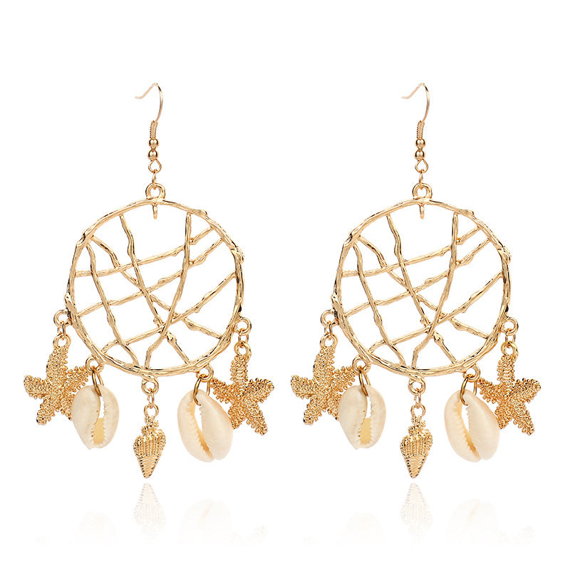 Shell Circle Dreamcatcher Earrings