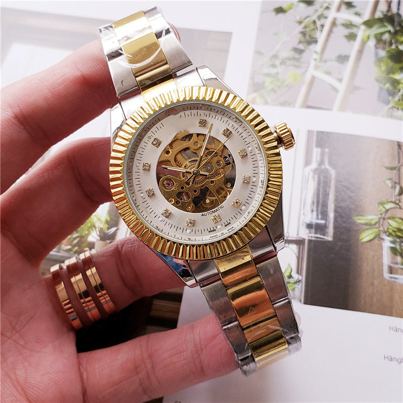 Fashion casual men's hollow mechanical watch