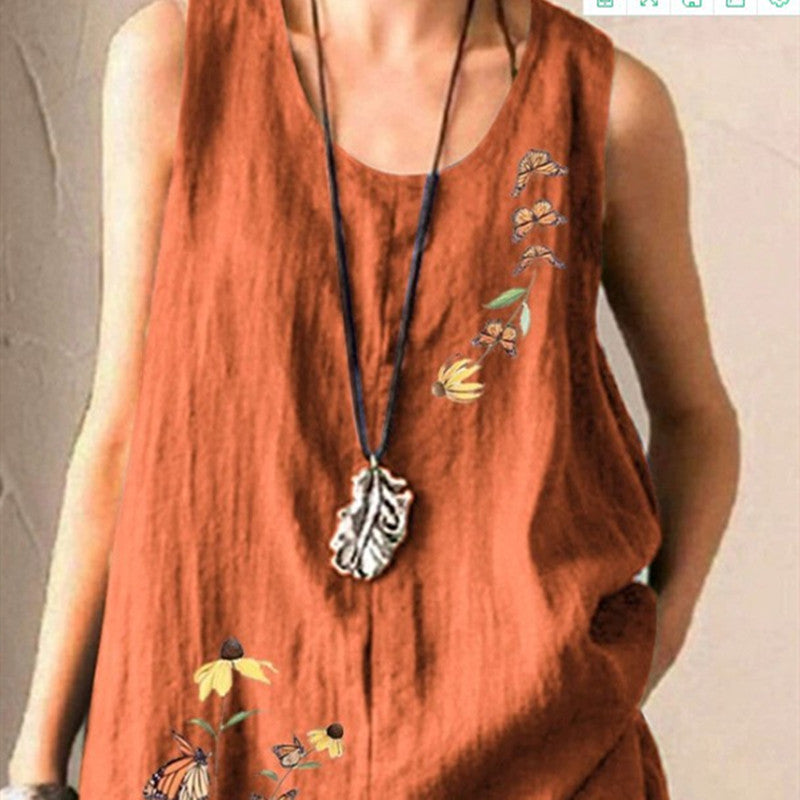 Printed sleeveless vest