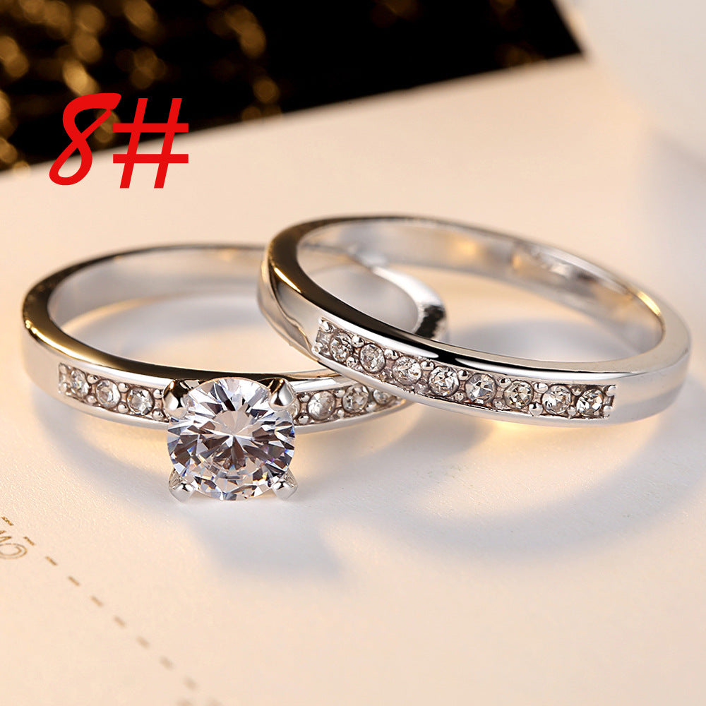 European and American Jewelry Set Rings Fashion Four-jawed Zircon Set Rings