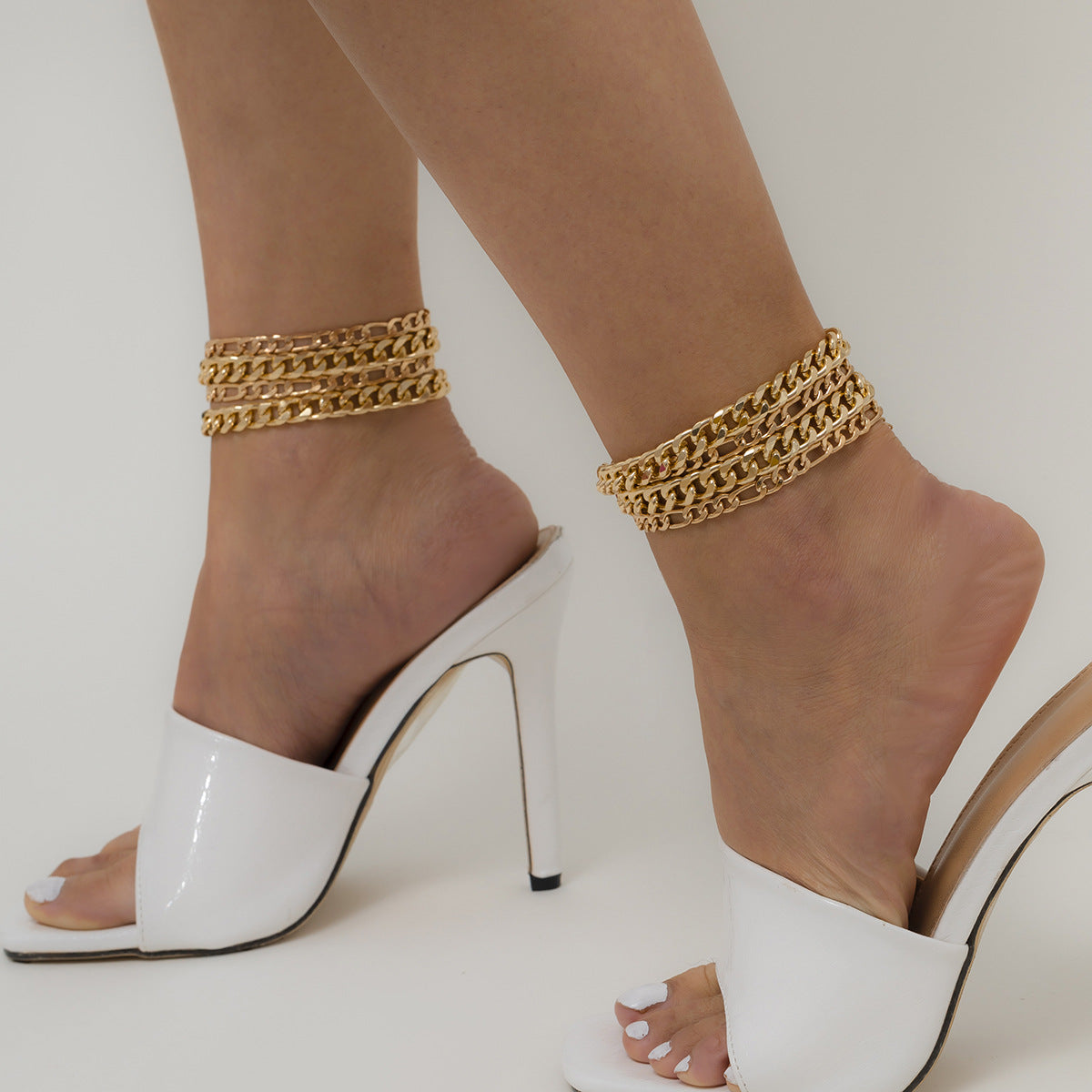 Punk Simple Metallic Thin Chain Anklet