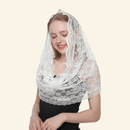 Lace Ladies Black And White Two-tone Solid Color Bib