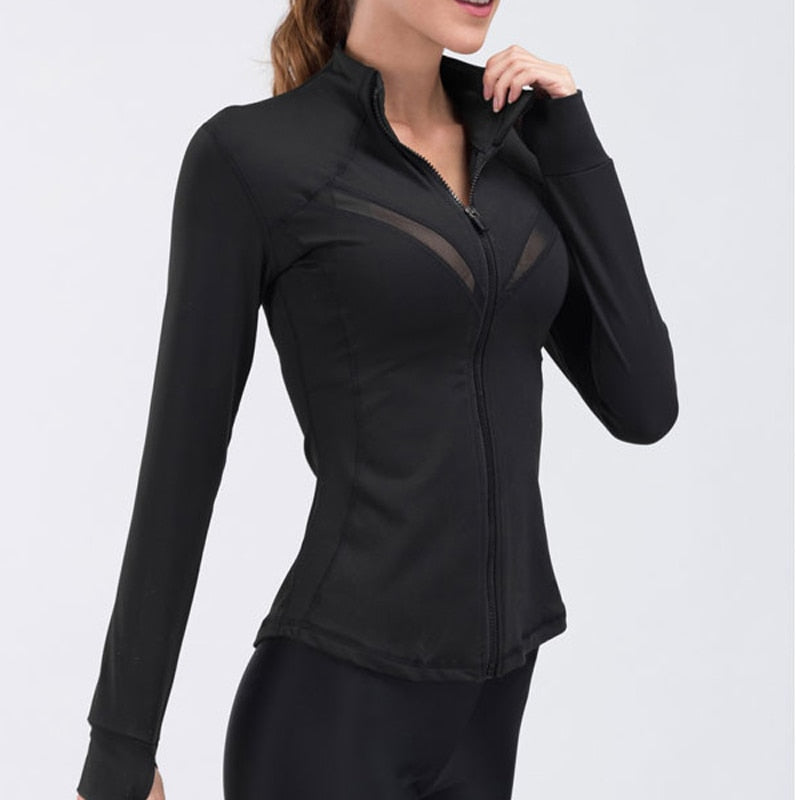 Slim Fit Zipper Stand Collar Exercise Yoga Suit Jacket