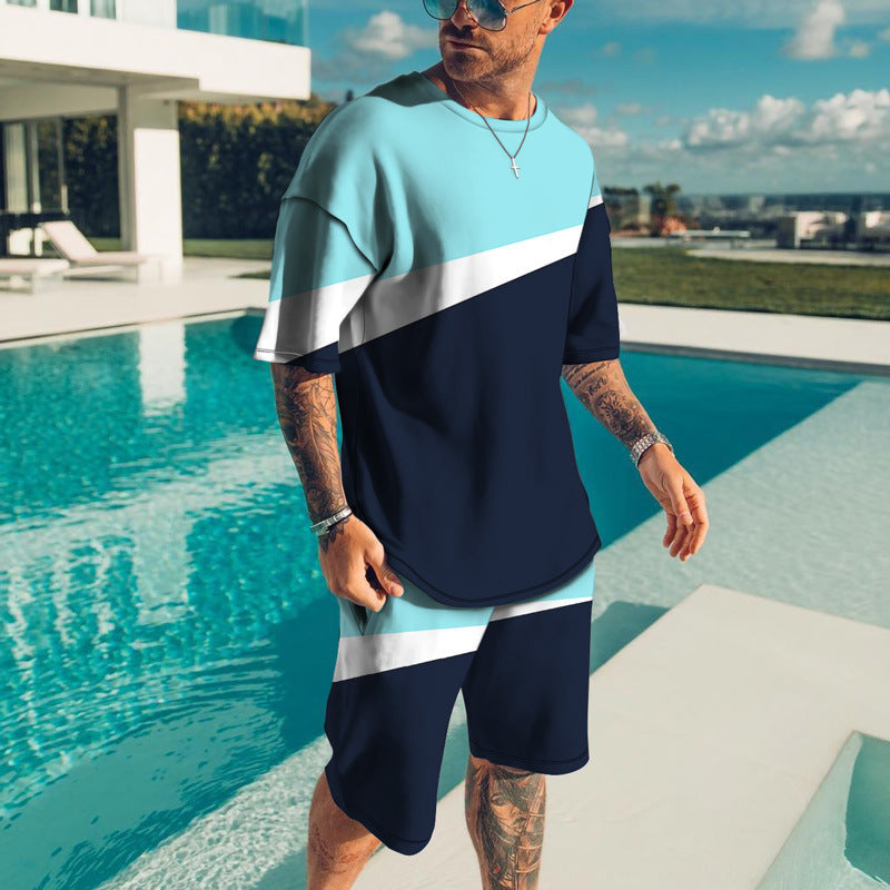 Men's Trendy Casual Beach Style Texture 3D Digital Suit