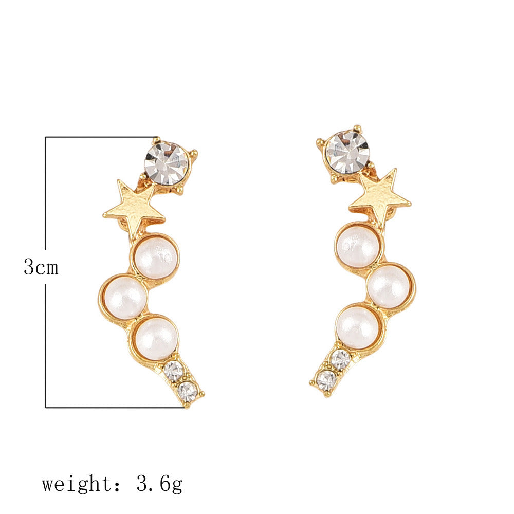 Pearl drill five-pointed star stud