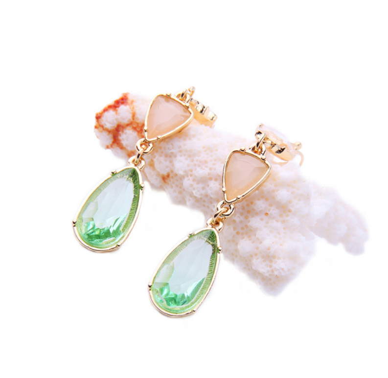 Alloy gemstone crystal drop ladies earrings simple wild European and American fashion cross-border jewelry