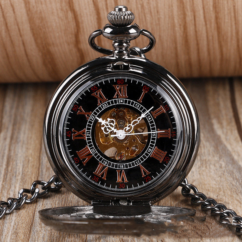 Hollow five-petal flower tungsten steel pocket watch