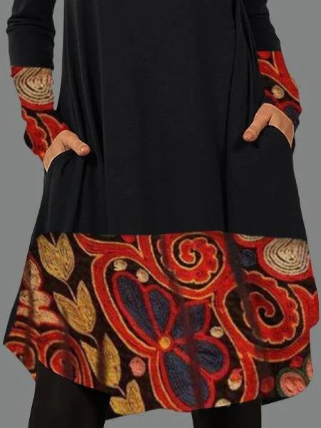 Women's Autumn Mid-skirt Street Hipster Print Dress