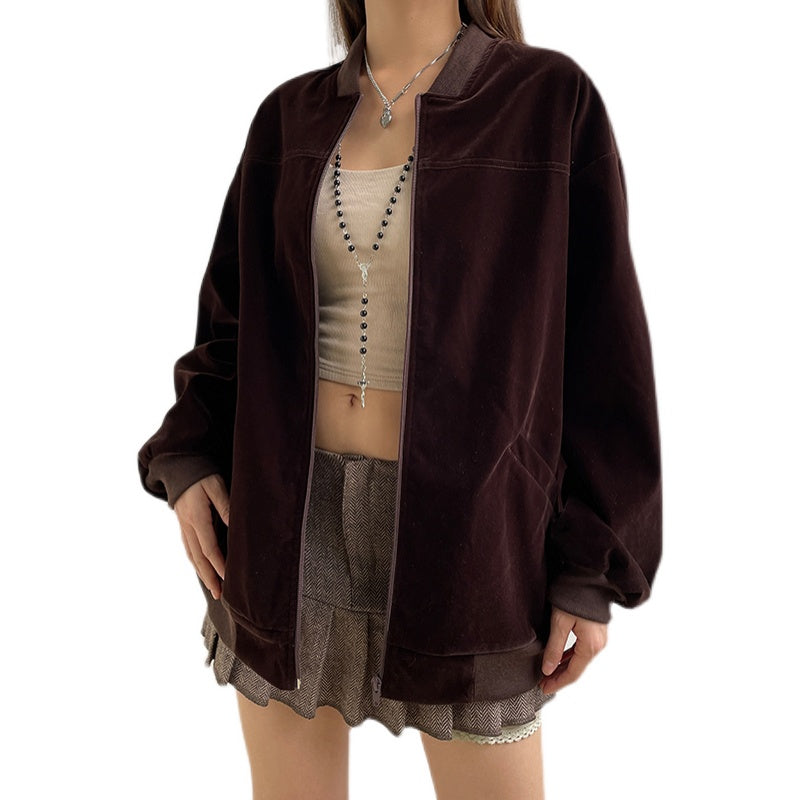 Women's Street Casual All Match Velvet Jacket