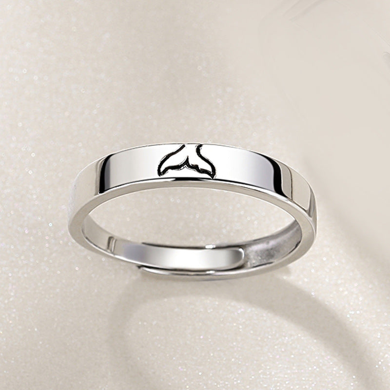 Fish And Water Men's And Women's Pair Of Sterling Silver Couple Rings