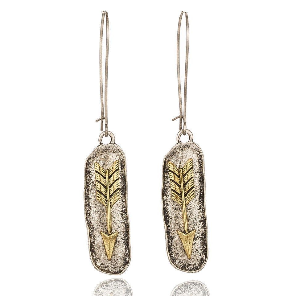 Drop-shaped alloy pendant earrings