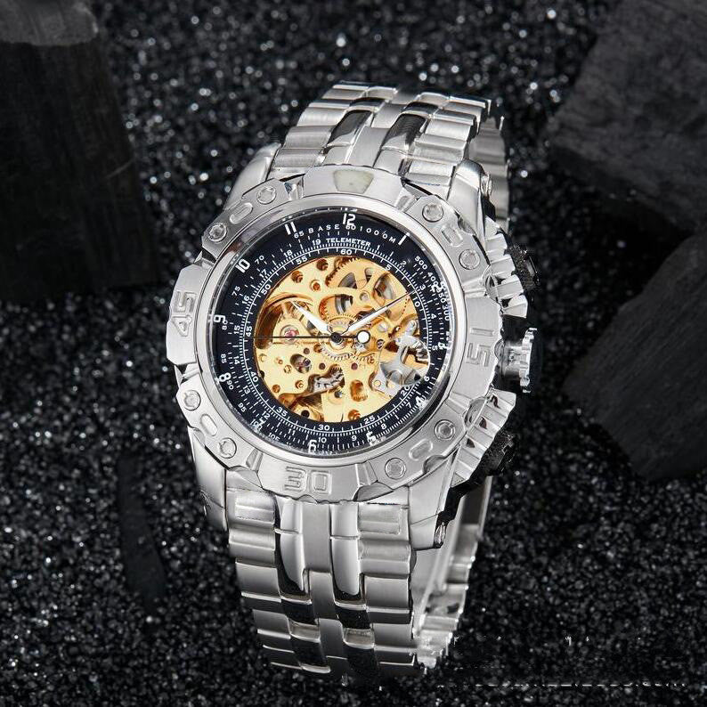 All-steel belt hollow mechanical watch watch