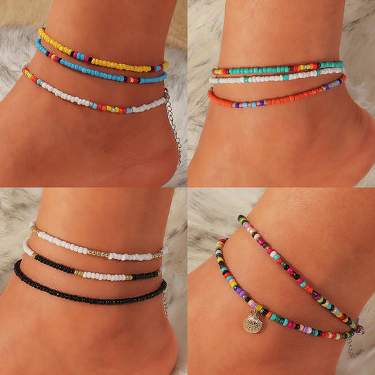 Bohemian Ethnic Style Colorful Rice Bead Anklet