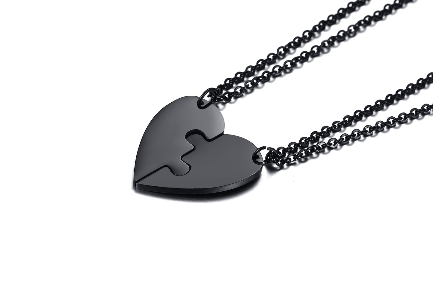 Titanium Steel Heart-Shaped Friendship Pendant Two-Piece Jewelry