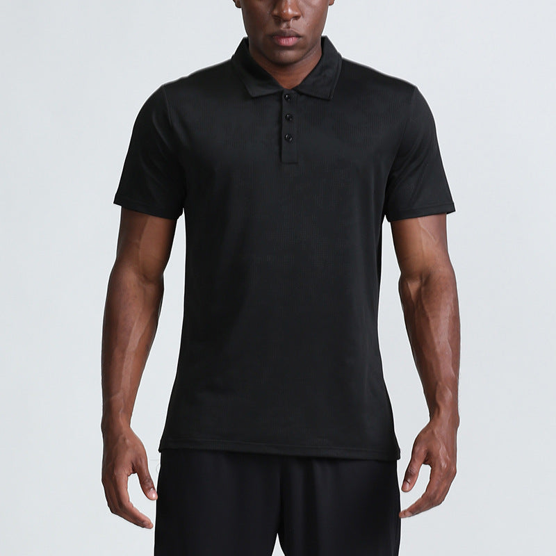 Breathable solid color lapel short sleeve