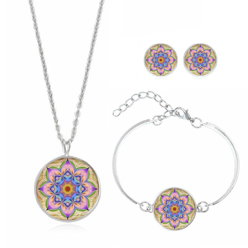 Mandala Flower Time Gemstone Necklace