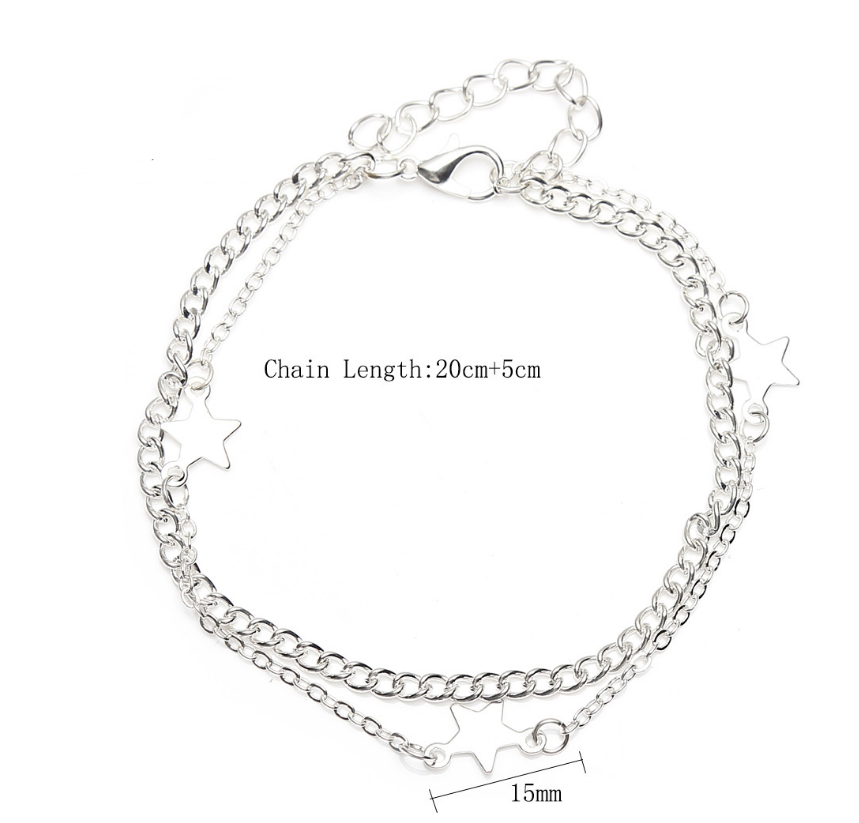 Multi-layered five-pointed star anklet