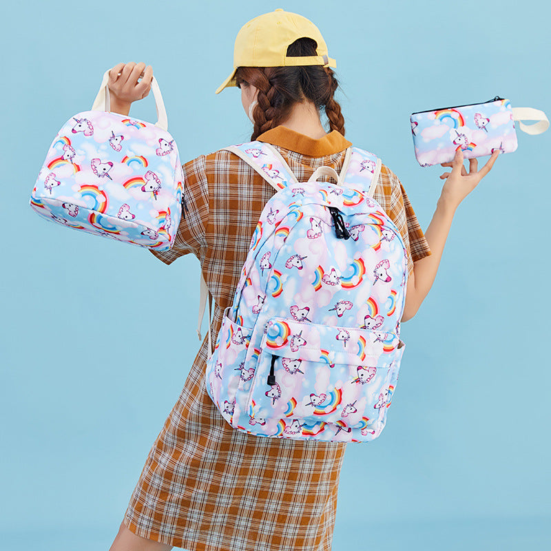 Printed simple schoolbag for middle school students