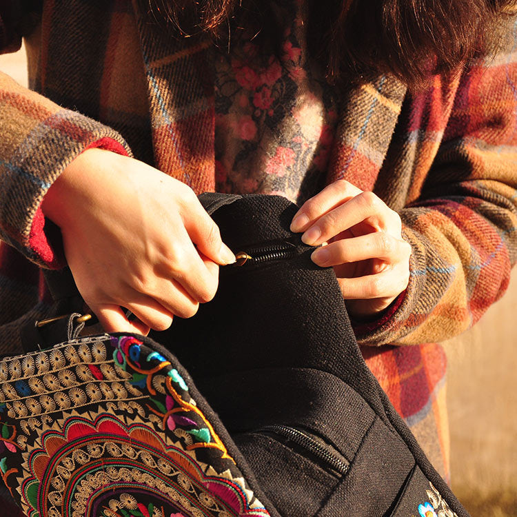 Ethnic style embroidered backpack