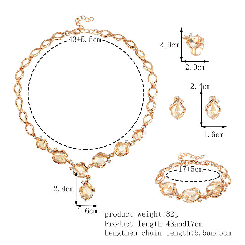 Fashion Simple Alloy First Necklace And Earrings Four-piece Set