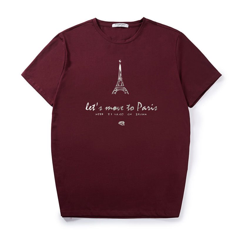 Eiffel Tower Printed T-Shirt Men's Loose Plus Size