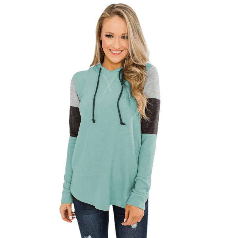 Top Loose Design Hoodie Long-sleeved Contrast Sweater