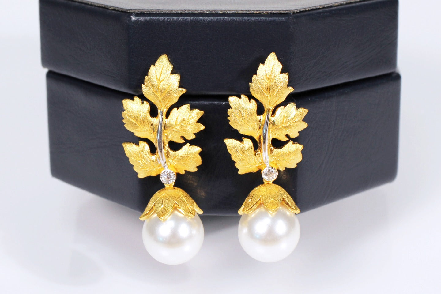 925 Silver Gold Leaf Bead Earrings