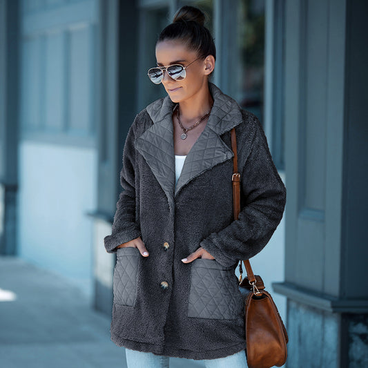 Thick Coat With Large Lapel All-match Mid-length